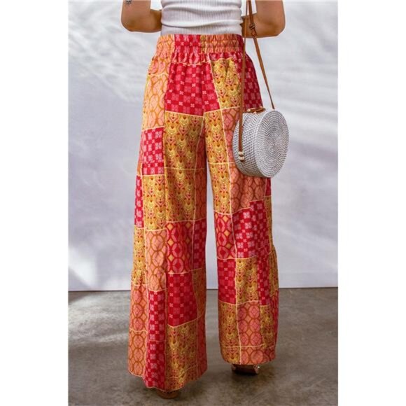 Full Size Drawstring Printed Wide Leg Pants - Picture 11 of 15